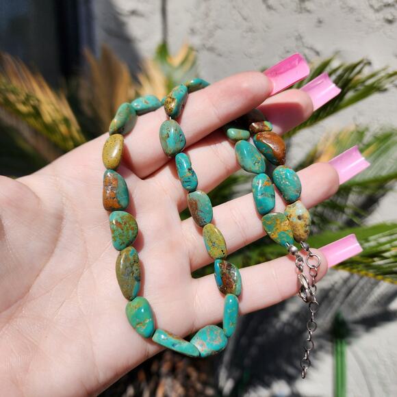 Vtg Royston Turquoise Necklace Sterling Silver Blue Green Brown Gemstone Native - Picture 5 of 12